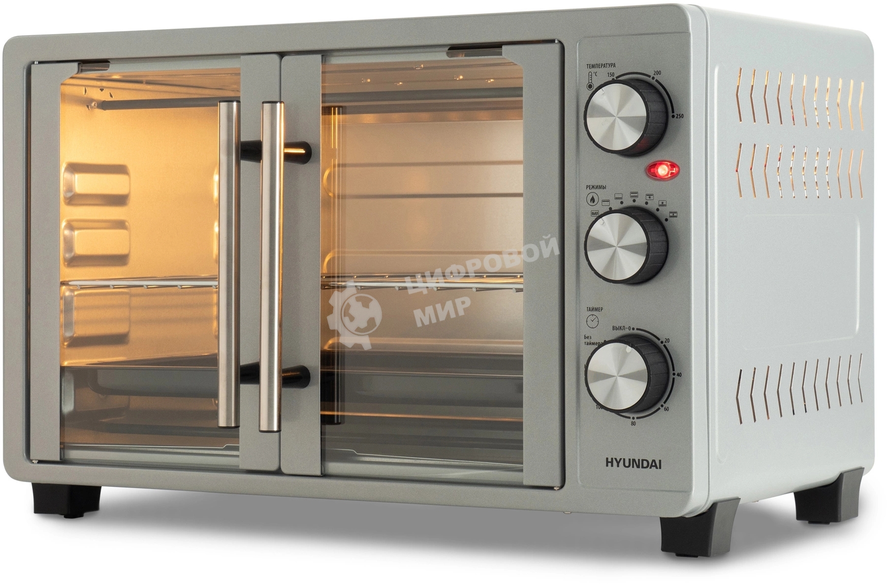 Мини-печь Hyundai MIO-HY077 30л. 1500Вт серебристый