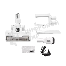 Пылесос вертикальный/ручной Polaris PVCS-5000 белый, питание от аккумулятора, 100 Вт, уборка сухая, пылесборник 0.5 л, время работы от АКБ max 40 мин