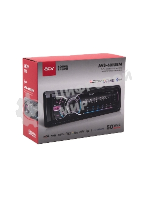Автомагнитола ACV AVS-601UBM, 1 DIN, Bluetooth, USB Type-A, AUX, пульт ДУ