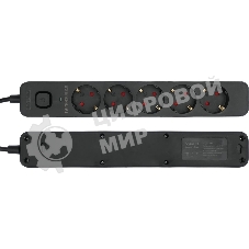 Сетевой фильтр Гарнизон 2.0 EPS-5-B-3 5р, 10А, 3 м, ур.защиты 2+, черный, пакет (21443)