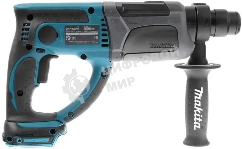 Перфоратор Makita DHR202Z аккумуляторный SDS+ DHR202Z 18В,Li-ion,3реж,1.9Дж,0-4000у\м,3.5кг,чем,подсв,б\акк и з\у,совмест с 4А·ч Li-ion