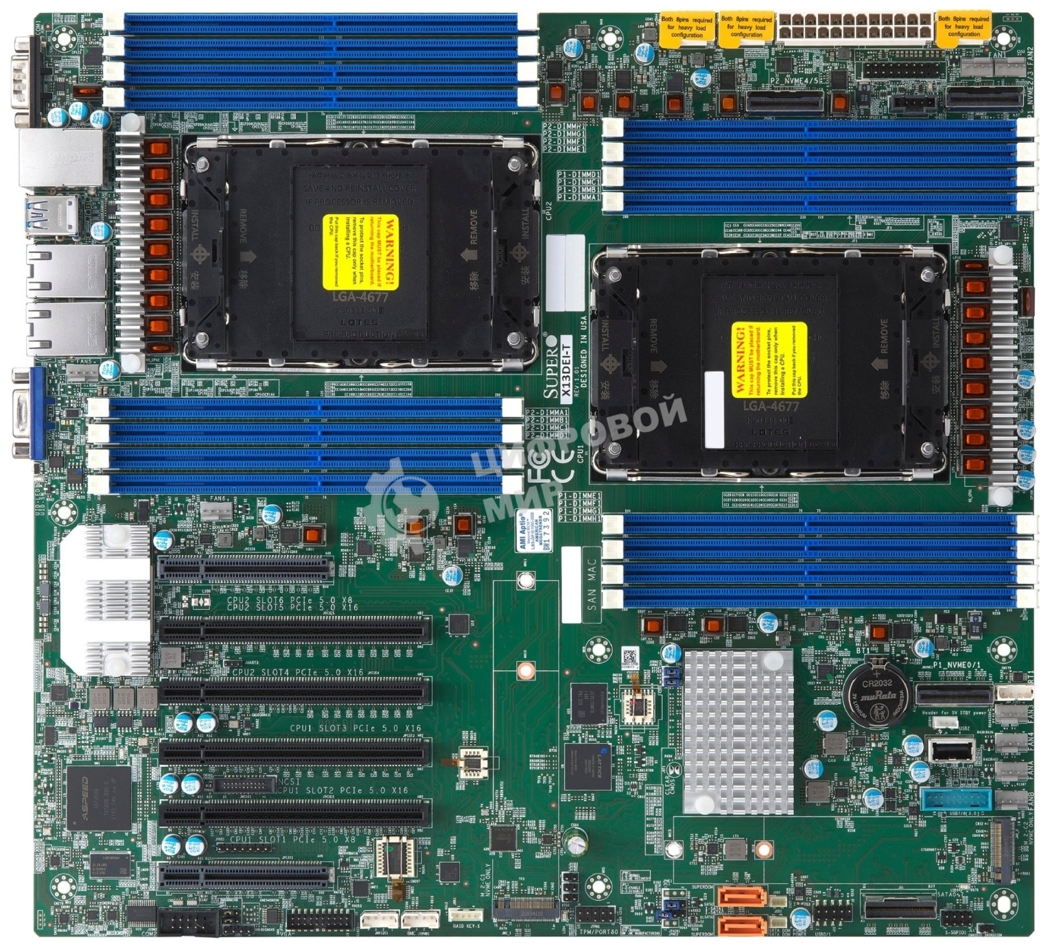 Материнская плата Supermicro MBD-X13DAI-T-B, сокет LGA4677, Intel C741, DDR5, 16xDDR5, 5xPCIe 5.0 x16, 2xM.2, 2xSATA, E-ATX