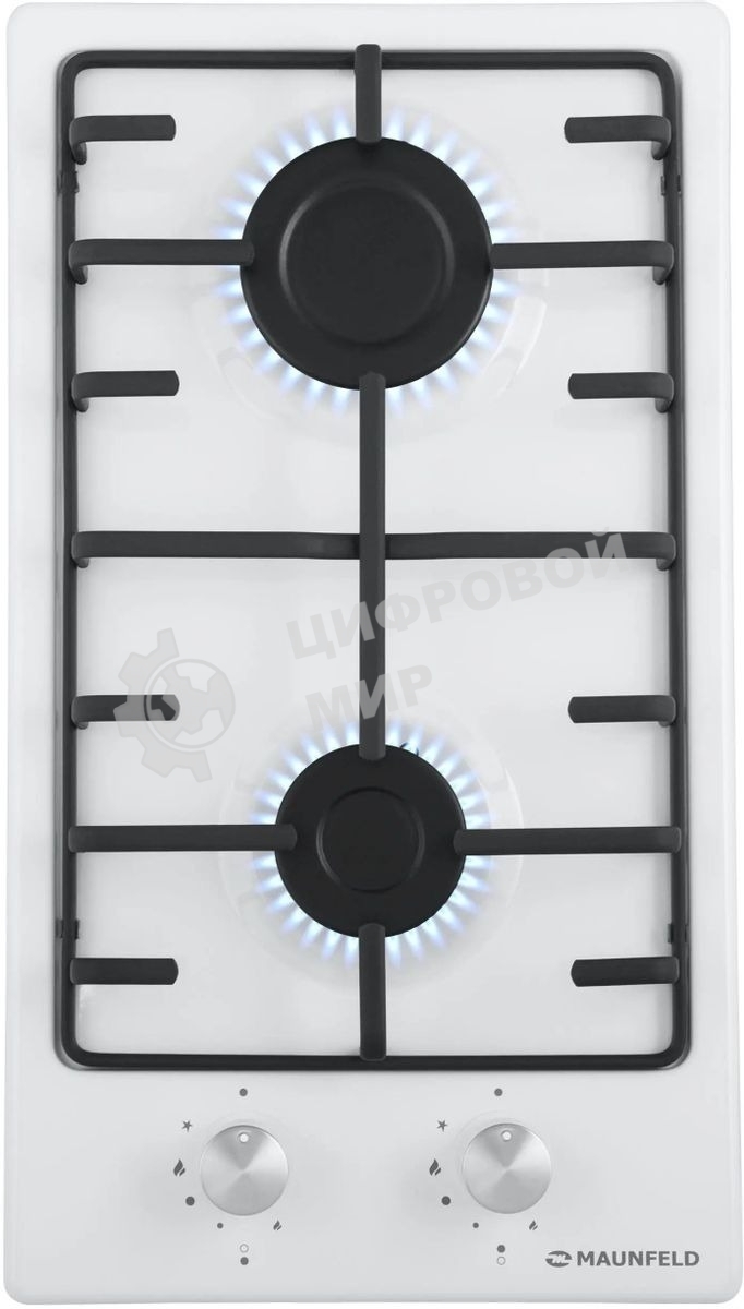 Газовая варочная панель Maunfeld EGHE.32.3EW/G, 2 конфорки, эмалированная сталь, белый