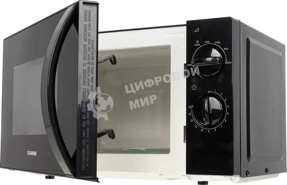 Микроволновая печь Starwind SMW2320 черный, 20 л, 700 Вт, переключатели - поворотный механизм