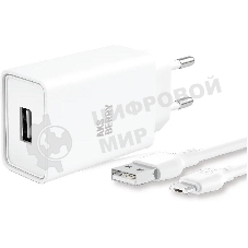 Зарядное устройство Aksberry T40 1USB 24A + MicroUSB (белый)
