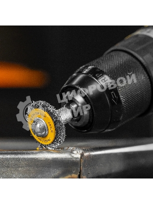 Набор щеток для дрели Denzel 5 Плоских 25-38-50-63-75 мм, шпилька, нерж. вит. проволока