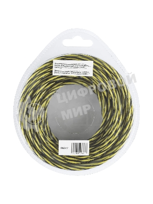 Леска для триммера Denzel двухкомпонентная витая квадратная, 3,0мм х 12м, блистер SkyCutter