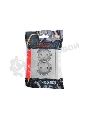 Розетка 2-мест. б/з СП ZIMA IP20 16А ПБТ безвинт. зажим серый матовый LEZARD 704-7400-128BQC