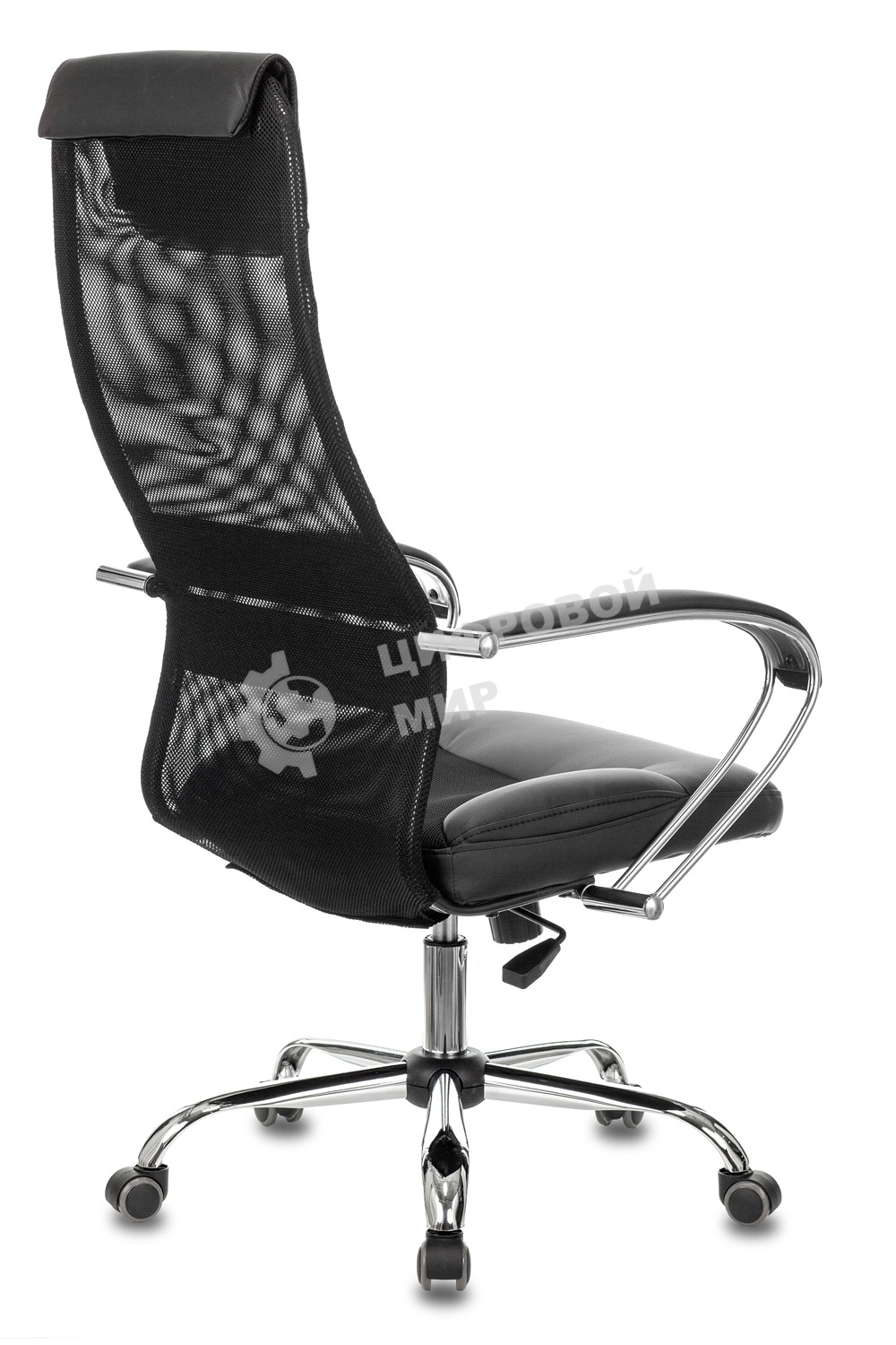 Кресло руководителя Бюрократ CH-608SL/BLACK TW-01 TW-11 черный, искусст.кожа/ткань, крестовина хром, спинка сетка