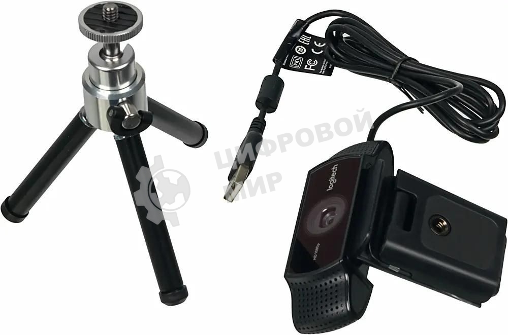 Веб-камера Logitech C922 Pro Stream 1920x1080, 30 кадр/с, USB Type-A, микрофон (2 шт, шумоподавление), автоматическая фокусировка, автоосвещение, универсальное крепление