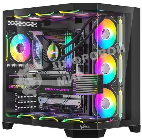 Компьютерный корпус Formula V Line Crystal Z6 Black, ATX, Left & Front & Bevel side Tempered Glass, TYPE-C*1, USB3.0*2