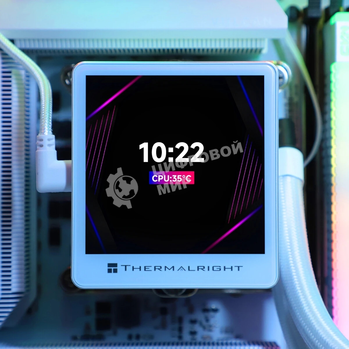 Водяное охлаждение для процессора Thermalright Grand Vision 360 (360mm, LED, White, ARGB/Fans: 3x120mm, 80.45CFM, 29.4dBA, 2150RPM/Pump height 72.5mm, 6400RPM, Rad thickness 27mm/S: 1700, 1200, 1851, 115X, 2011, 2066, AM5, AM4)