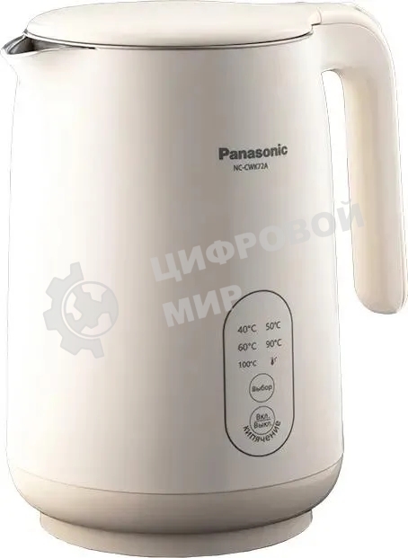 Чайник электрический Panasonic NC-CWK72A 1.5 л, 1500 Вт, полупропилен/нержавеющая сталь, бежевый