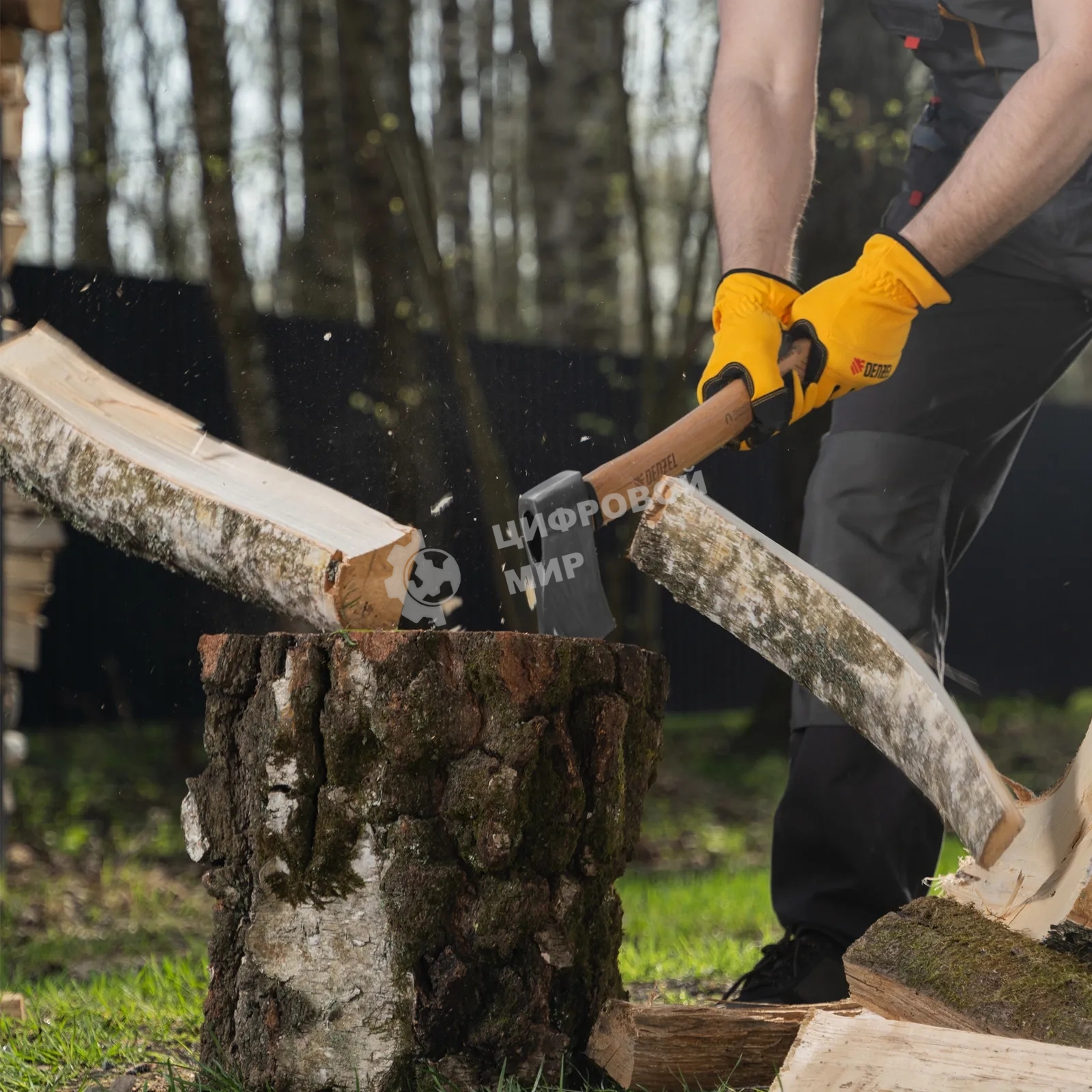 Топор кованый Denzel 900 г, американский тип, буковая рукоятка, 430мм, EFP