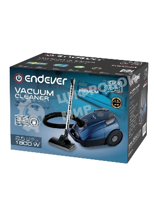Пылесос Endever SkyClean VC-252 синий/серый, 350/1800 Вт, уборка сухая, пылесборник мешок 2.5 л