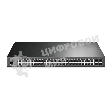 Коммутатор 48-port Gigabit PoE+ L2+ switch, 48 802.3af/at PoE+ ports, 4 Gb SFP slots, 1 RJ-45 + 1Micro-USB console ports, 348W PoE budget