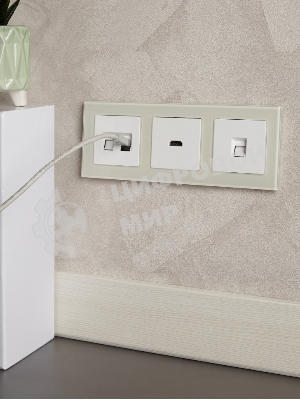 Рамка 3-местная IEK BRITE РУ-3-2-БрВа стекло ванильный