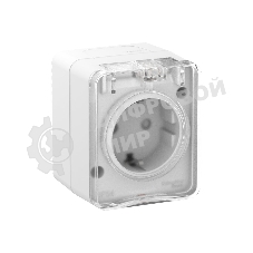 Розетка 1-м ОП AtlasDesign Profi54 16А IP54 250В с заземл. защ. шторки белый SchE ATN540145