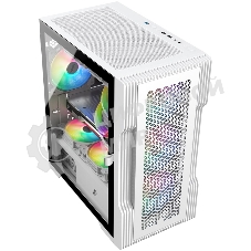 Компьютерный корпус 1STPLAYER TRILOBITE T3 белый/mATX, TG/4x 120мм LED fans inc./T3-WH-4F1-W