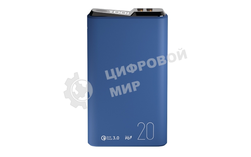 Портативный аккумулятор OLMIO QS-20, 20000mAh, 22.5W QuickCharge3.0/PowerDelivery, LCD, темно-серый