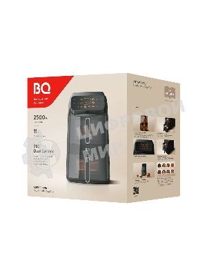 Аэрогриль BQ AF1111S чёрный, 2500 Вт, 11 л, сенсор, 8 программ