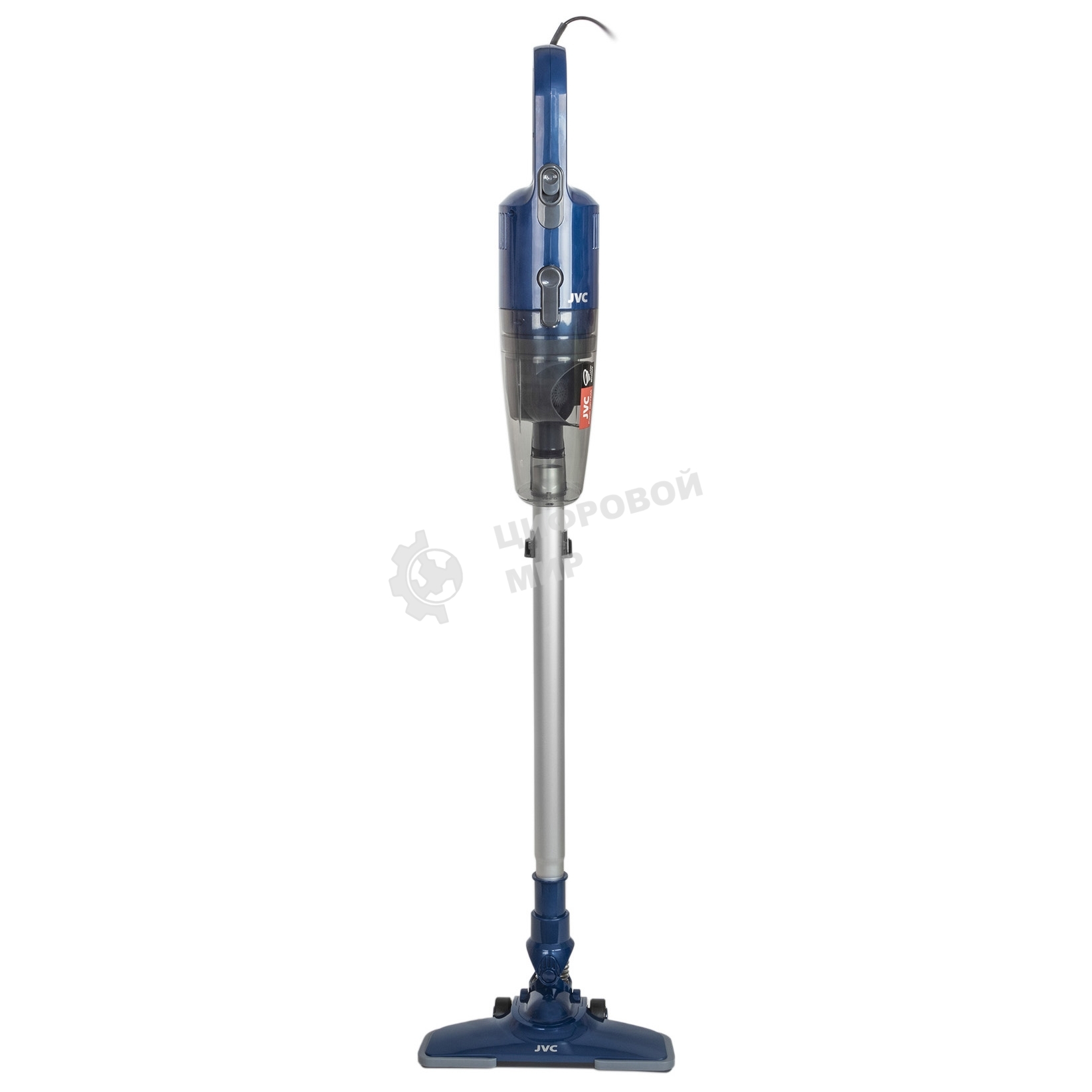 Пылесос вертикальный JVC JH-VS118 синий, питание от сети, 130 Вт, уборка сухая, пылесборник 1.2 л