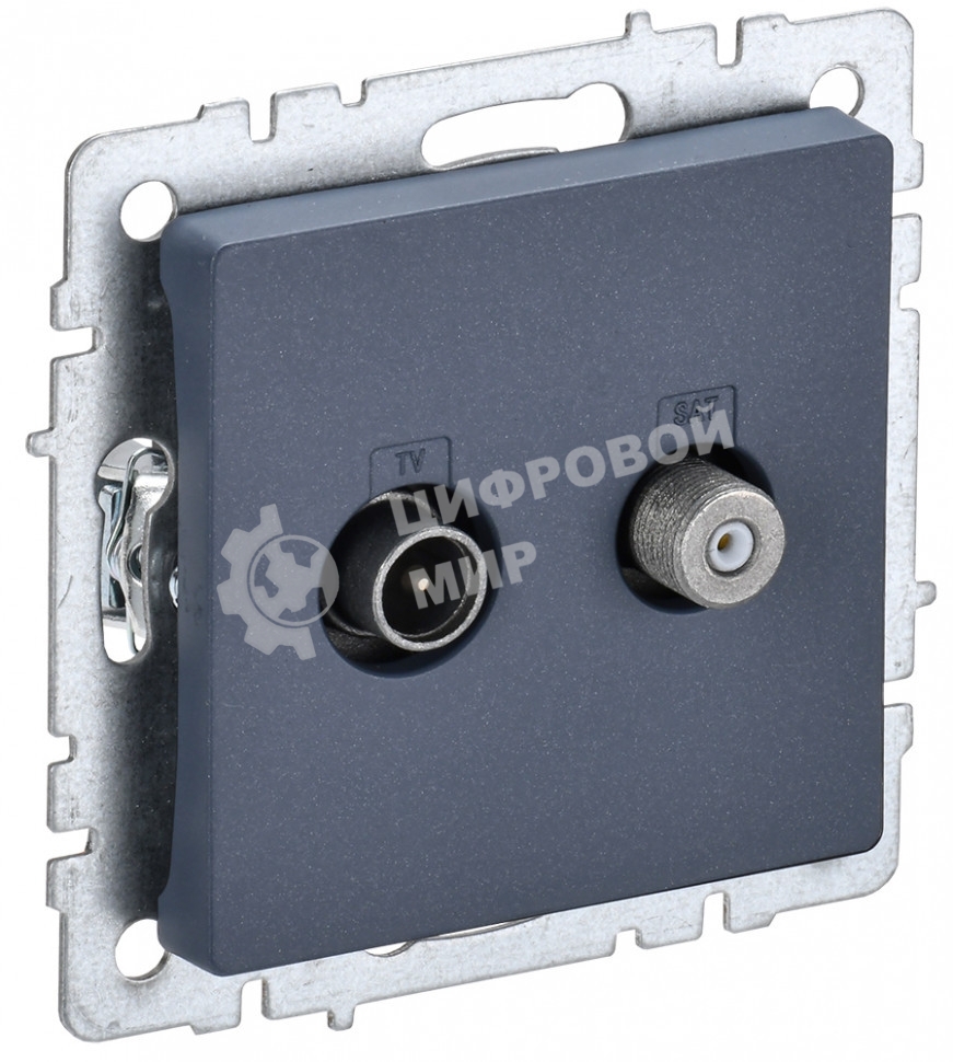 Розетка телевизионная двойная TV+SAT IEK BRITE РТВ/РСп12-БрМ маренго