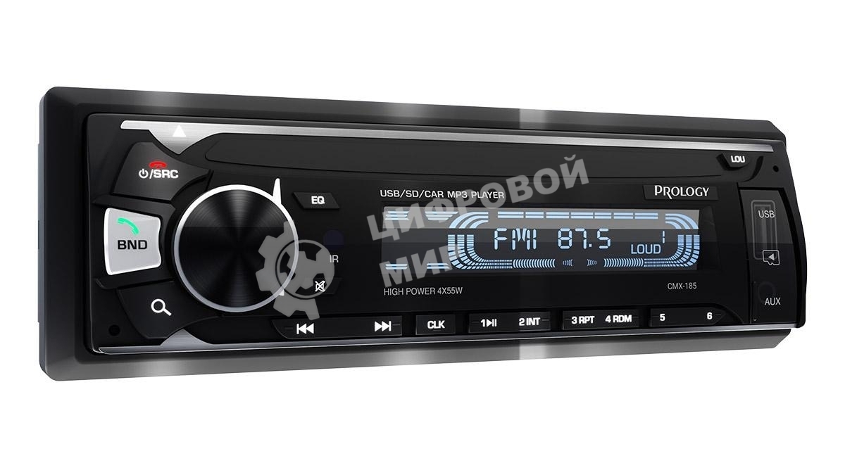 Автомагнитола Prology CMX-185, 1 DIN, Bluetooth, USB Type-A, AUX, пульт ДУ
