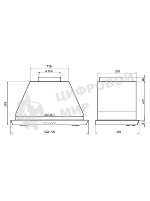 Вытяжка встраиваемая Elikor 72Н-1000-Э4Д серый, 72 см, 1000 куб. м/ч, 56 дБ