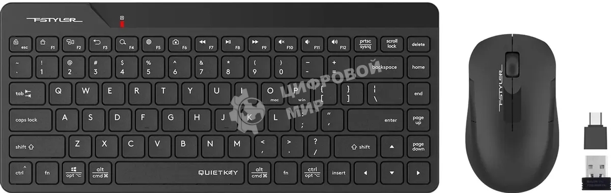 Комплект клавиатура + мышь A4Tech Fstyler FG2200 Air2 клав:черный мышь:черный USB беспроводная slim