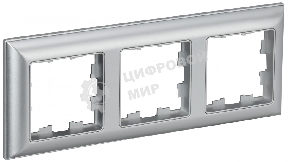 Рамка 3-местная IEK BRITE РУ-3-Бр DECOR 3D-форма алюминий/алюминий