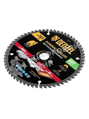 Пильный диск по алюминию Denzel ф165 х 20 мм, 60 зубьев