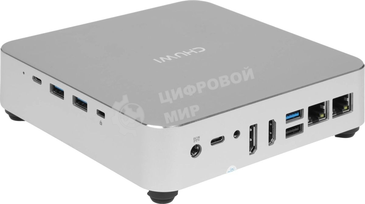 Мини ПК Chuwi AuBox Core i9 13900HK (2.6) 16Gb SSD 512Gb Iris Xe Windows 11 Pro 2x2.5GbitEth WiFi BT 120W серебристый/черный