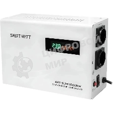 Настенный стабилизатор напряжения SMARTWATT AVR SLIM 1500RW (100W - 260W, 1500VA, 1.5 кВт, 50 Гц, розеток - 2, LED-диспл