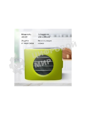 Сушилка для овощей и фруктов Blackton Bt FD1113 зеленый-белый, Мощность 400 Вт, Регулировка температуры 35-80 °С, Таймер 1-72 часа