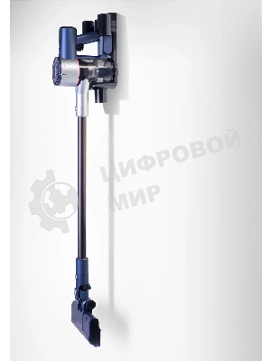 Пылесос вертикальный Hyundai HYV-S7570 темно-синий/серебристый, питание от аккумулятора, 110 Вт, уборка сухая, пылесборник 0.7 л, работа от АКБ max 60 мин.