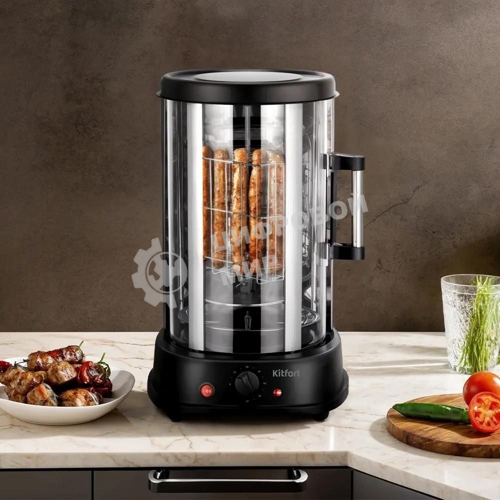 Шашлычница электрическая Kitfort КТ-1411 1500Вт серебристый/черный