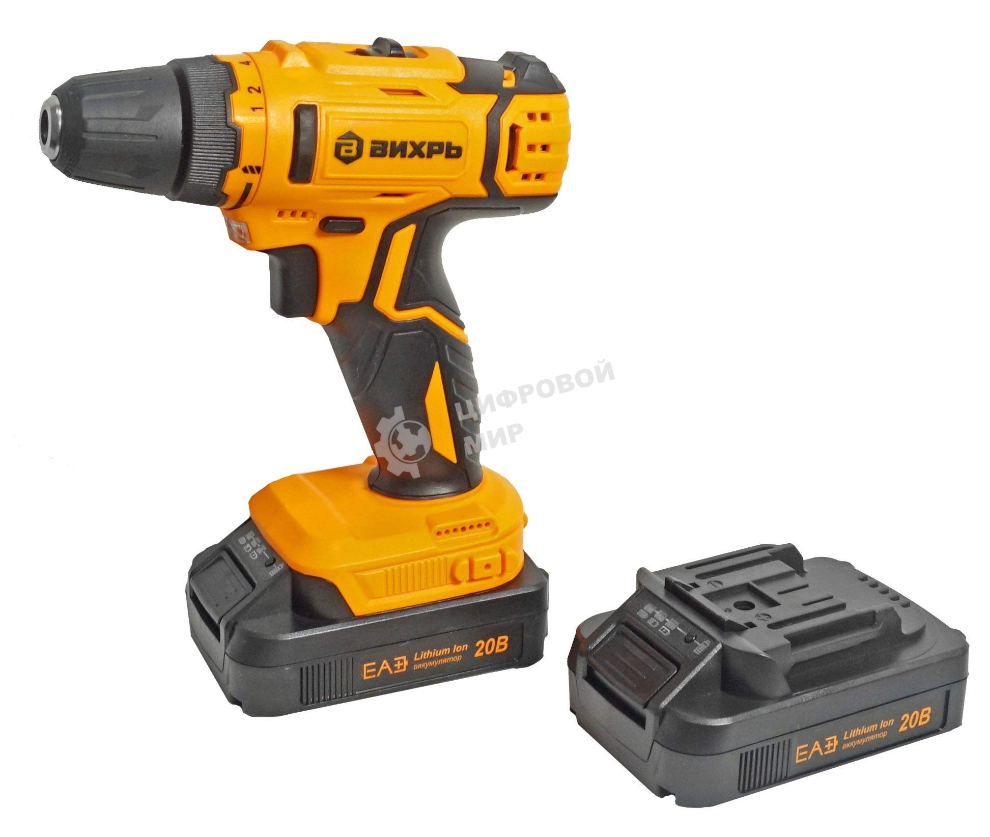 Дрель-шуруповерт аккумуляторная Вихрь ДА-К20/2Н с набором оснастки 65 предм.
