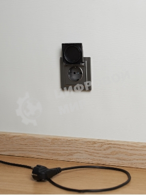 Розетка 1-местная IEK BRITE РСбш10-3-44-БрС с заземлением, с защитными шторками и крышкой, 16А, IP44, сталь