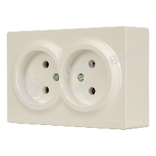 Розетка 2-м ОП LETO без заземл. закрытый корпус ПБТ крем LEZARD 752-0300-128B