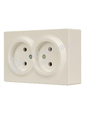 Розетка 2-м ОП LETO без заземл. закрытый корпус ПБТ крем LEZARD 752-0300-128B