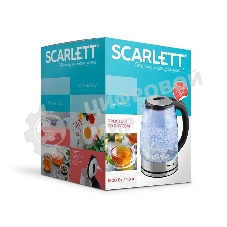 Чайник электрический Scarlett SC-EK27G70 1.8л. 1800Вт серебристый/черный (корпус: стекло)