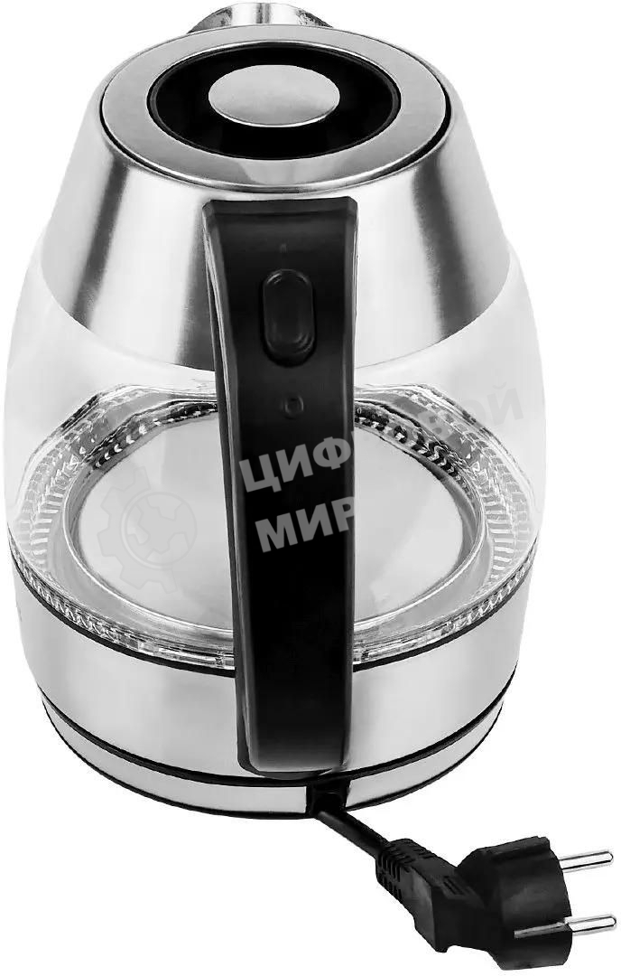 Чайник электрический Centek CT-0018, 1.2л, 1600Вт, стекло, серебристый