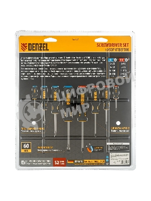Набор отверток на полке Denzel 8 шт., PH+SL, S2, 3к рукоятка