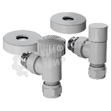 Набор термостатический угловой Royal Thermo Design Pro 15мм М30х1,5 (белый)