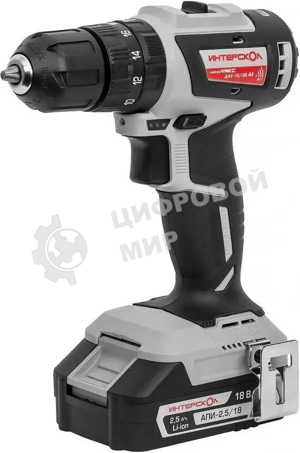 Дрель-шуруповерт аккумуляторная бесщеточная ИНТЕРСКОЛ ДАУ-10/18В 44 МиниМАКС 769.2.2.45 Li-ion, кейс, 2 аккум., 2,5 А·ч, ЗУ