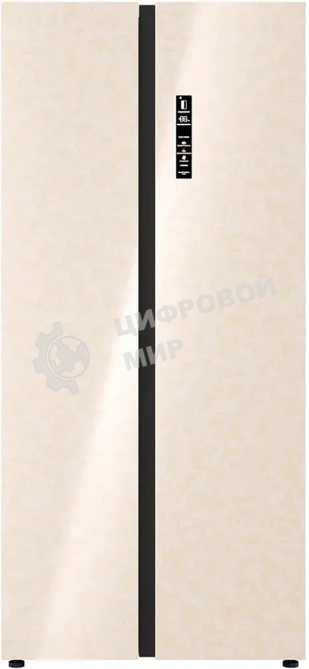 Холодильник Lex LSB525BGID бежевый мрамор двухкамерный 304/206л морозилка сбоку, No Frost, Side by Side