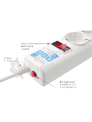 Фильтр-удлинитель, PC 0,5 м 5 р, бел. 10А, SPG-B-0,5M-WHITE