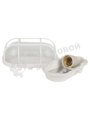 Светильник ЭРА НБП 01-60-002 с решеткой Евро пластик/стекло IP53 E27 max 60Вт 184х115х90 овал белый
