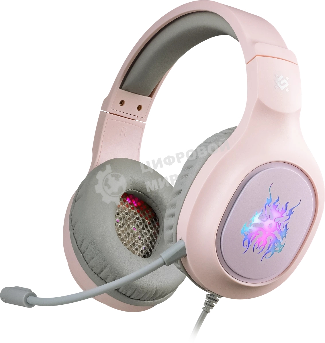 Гарнитура Defender Fury розовый, проводная, подсветка